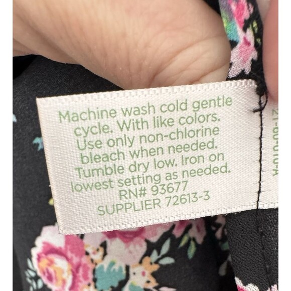 Decree Women's Black Floral Short Sleeve Chiffon Blouse Round Neck Size XL - Picture 7 of 10